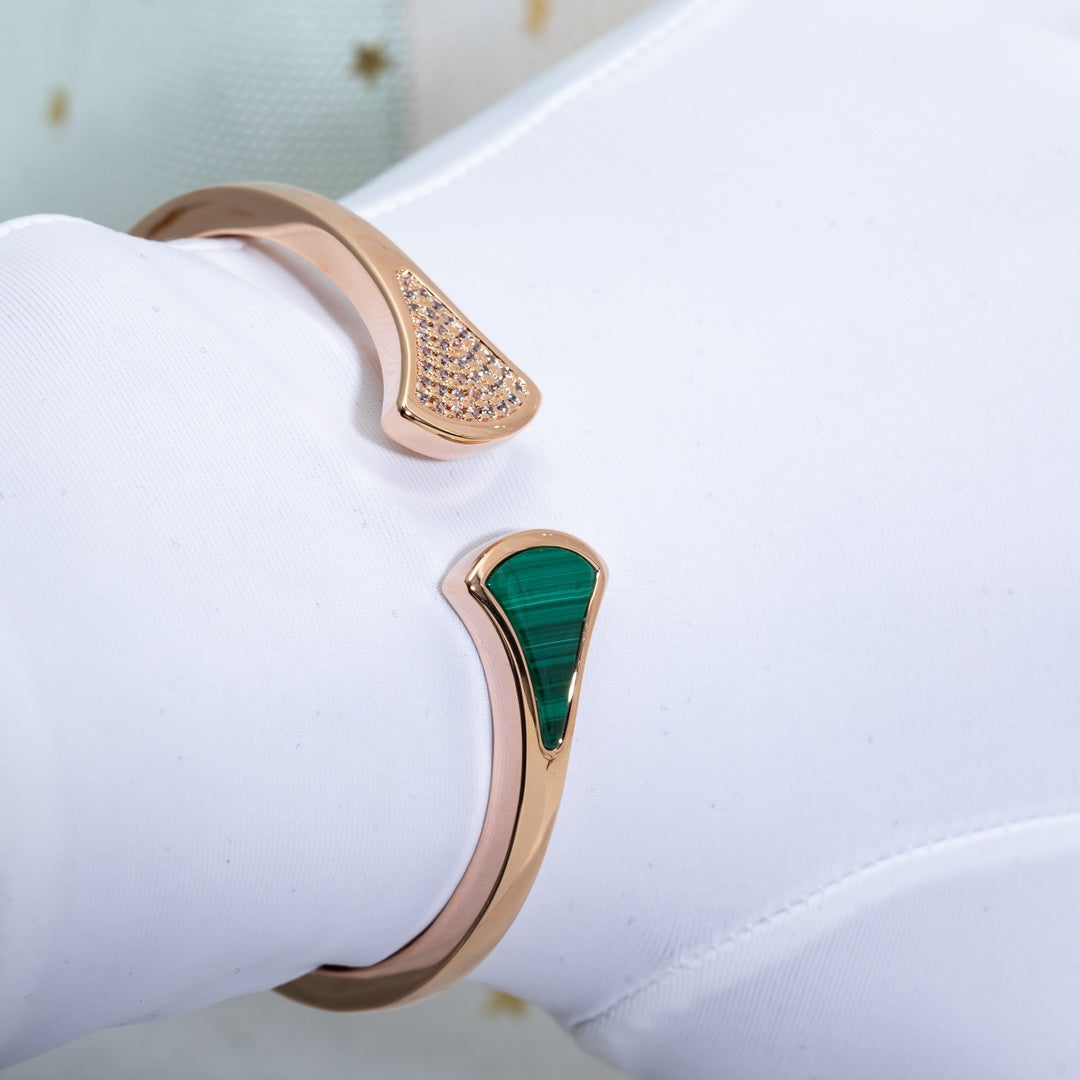 [AuraEcho]DREAM BRACELET OPEN MALACHITE PINK GOLD