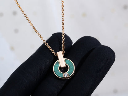 [AuraEcho]GARI NECKLACE PINK GOLD MALACHITE