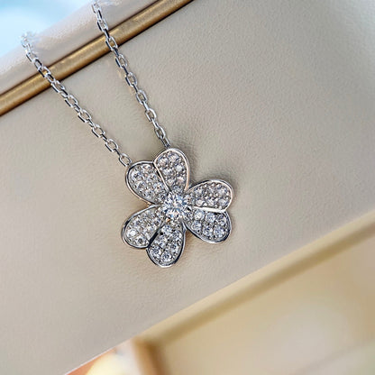 [AuraEcho]CLOVER DIAMOND NECKLACE SILVER
