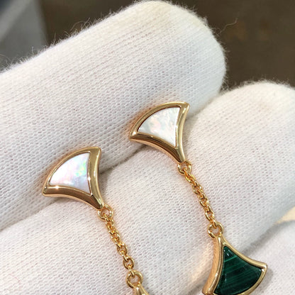 [AuraEcho]DREAM EARRINGS 3 MOTIFS MALACHITE MOP PINK GOLD