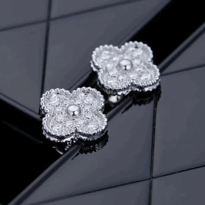 [AuraEcho]CLOVER 1 MOTIFS DIAMOND STUD EARRINGS SILVER