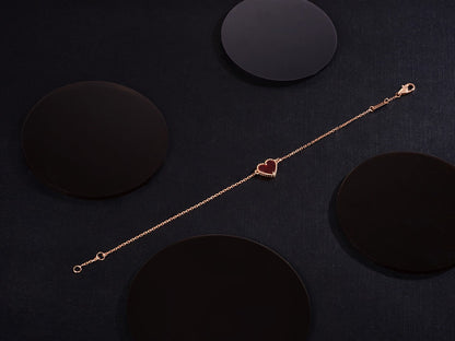 [AuraEcho]HEART CARNELIAN PINK GOLD BRACELET