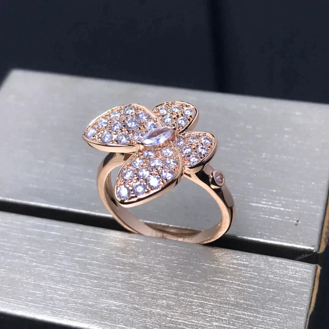 [AuraEcho]BUTTERFLY PINK GOLD DIAMOND RING