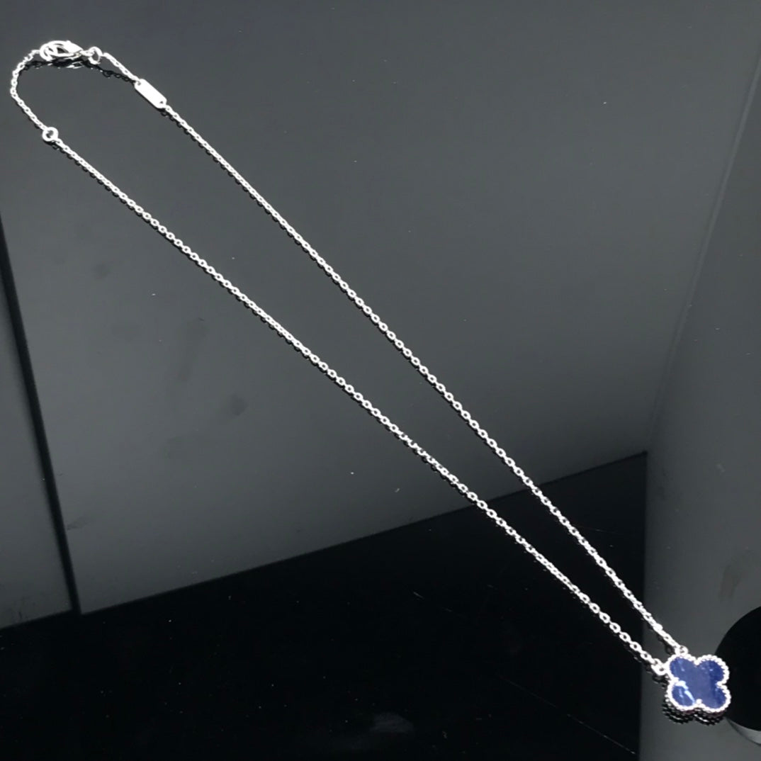 [AuraEcho]CLOVER PIETERSITE SILVER LONG NECKLACE
