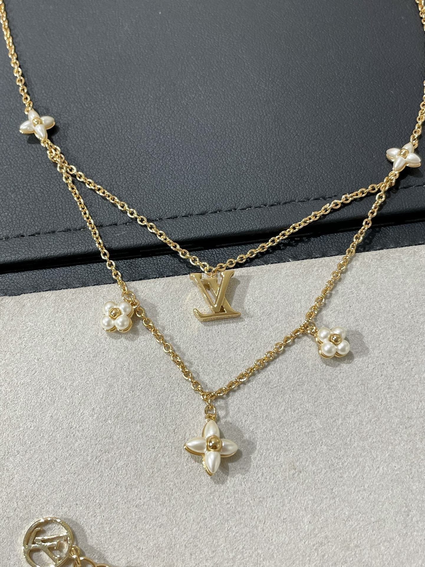 [AuraEcho]FLOWERGRAM GOLD MOP DOUBLE ROW NECKLACE