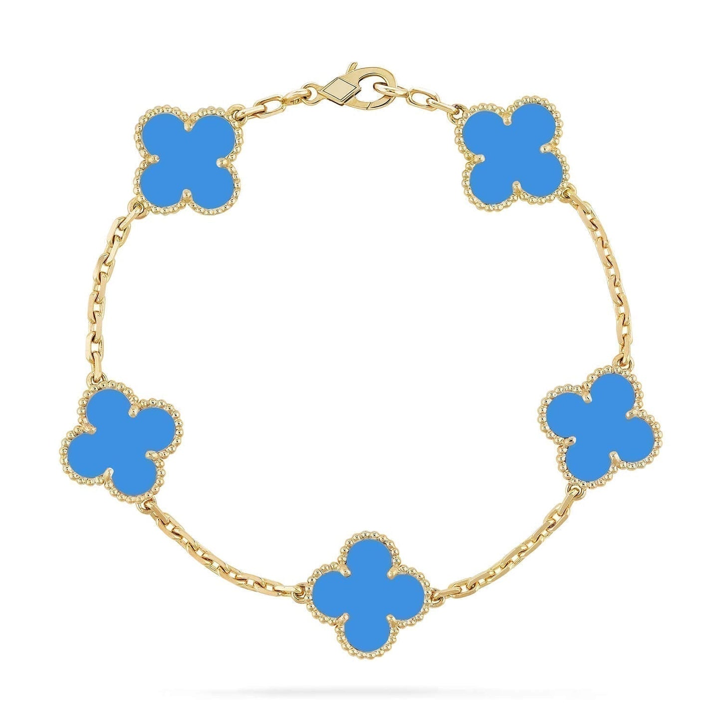 [AuraEcho]CLOVER 5 MOTIFS BLUE AGATE BRACELET