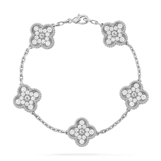 [AuraEcho]CLOVER 5 MOTIFS  DIAMOND BRACELET SILVER