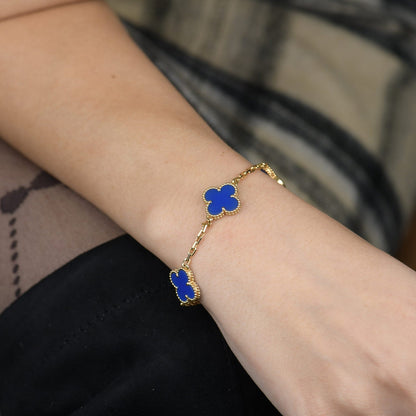 [AuraEcho]CLOVER 5 MOTIFS BLUE AGATE BRACELET