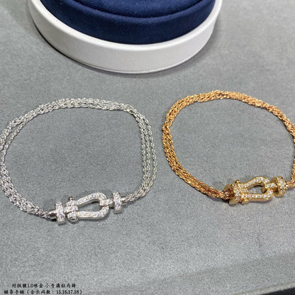 [AuraEcho]FORCE SMALL HORSESHOE  DIAMOND CHAIN ROPE BRACELET