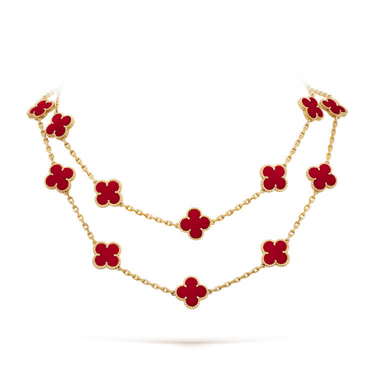 [AuraEcho]CLOVER 20 MOTIFS CARNELIAN NECKLACE