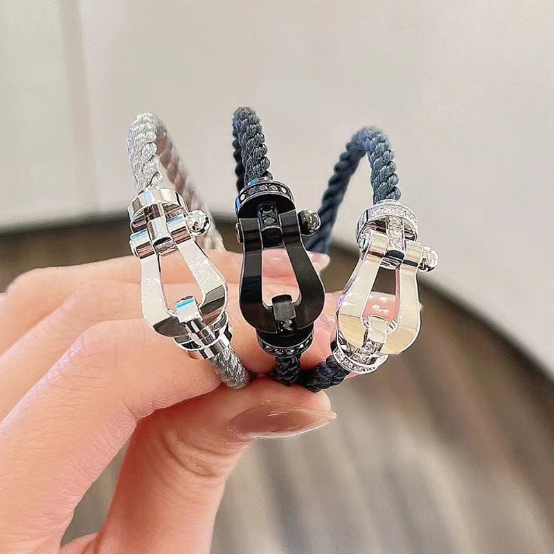 [AuraEcho]FORCE LARGE HORSESHOE HALF DIAMOND BRACELET GOLD