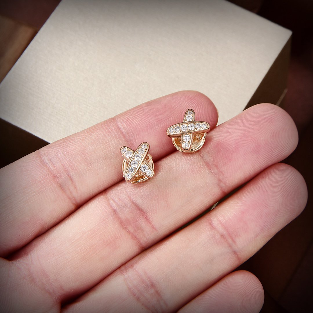 [AuraEcho]JEUX DE GOLD DIAMOND EARRINGS