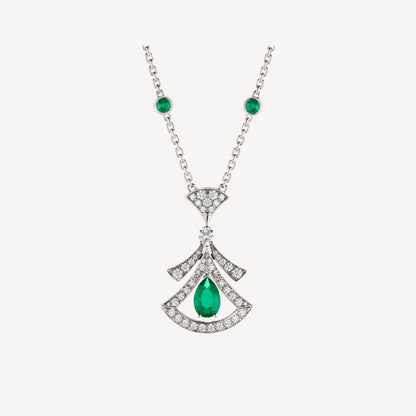 [AuraEcho]DREAM NECKLACE MALACHITE DIAMOND SILVER