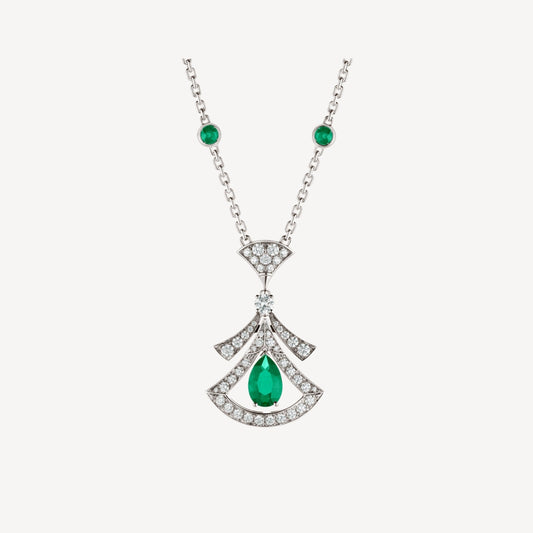 [AuraEcho]DREAM NECKLACE MALACHITE DIAMOND SILVER