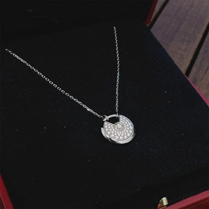 [AuraEcho]AMULETTE SILVER FULL DIAMOND NECKLACE