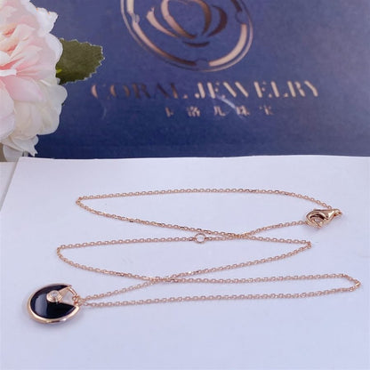[AuraEcho]AMULETTE ROSE GOLD ONYX NECKLACE