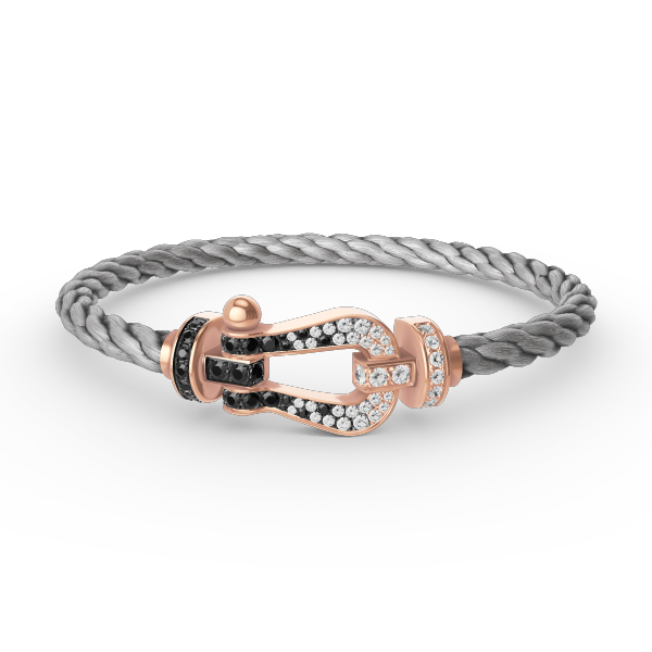 [AuraEcho]FORCE LARGE HORSESHOE BLACK WHITE DIAMOND BRACELET ROSE GOLD